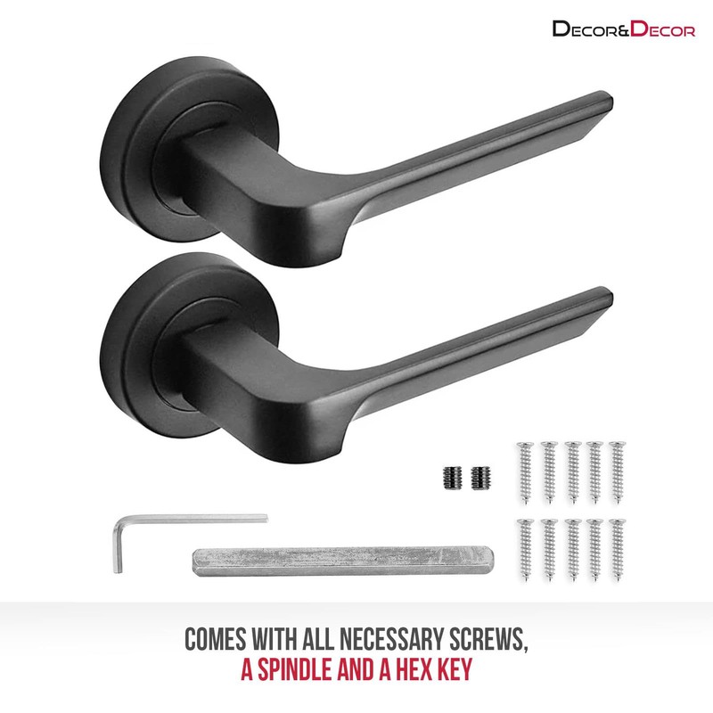 Decoranddecor Mirage Matt Black Internal Door Handles Lever On Rose