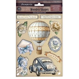 Stamperia KLSP184 Coloured Wooden Shapes, Brown, 14.8 x 21 x 0.8 cm