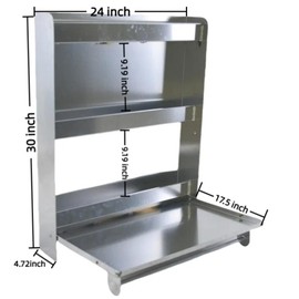 24"×17.5"×30" Aluminum Trailer Door Cabinet Organizer Senior Work Station Storage Flip Out Tray Spring Loaded Paper Towel Tensioner Suitable for Garage Bike Shop Silver