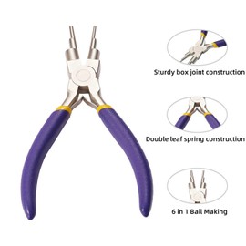 6 in 1 Bail Making Pliers Wire Looping Forming Pliers,Round Nose Pliers Wire Cutter for DIY Jewelry Making Beading Looping Shaping Wire Crafts