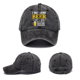 Anseom Baseball Cap, Washed Cotton Cap Classic Printed Vintage Relaxed Fit Dad Cap Summer Sun Cap for Unisex Lightweight Adjustable Cap for Sports Outdoor Black