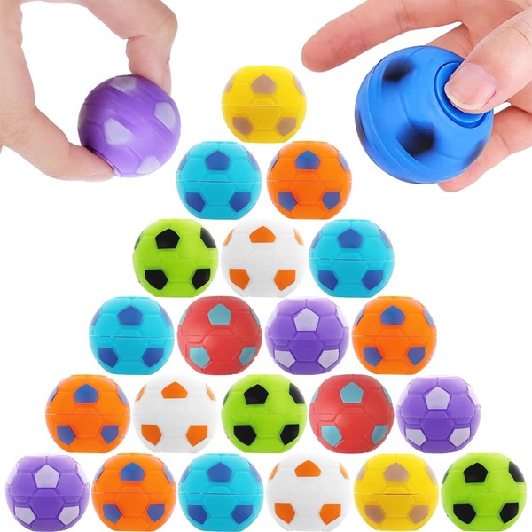 Hitchuey Pack of 24 Football Spinner Fingertips Toy, Rotating Stress Balls Game, Children's Birthday Games, Party Bag Children's Birthday 7 Years, 8 Years, 9 Years, 10 Years