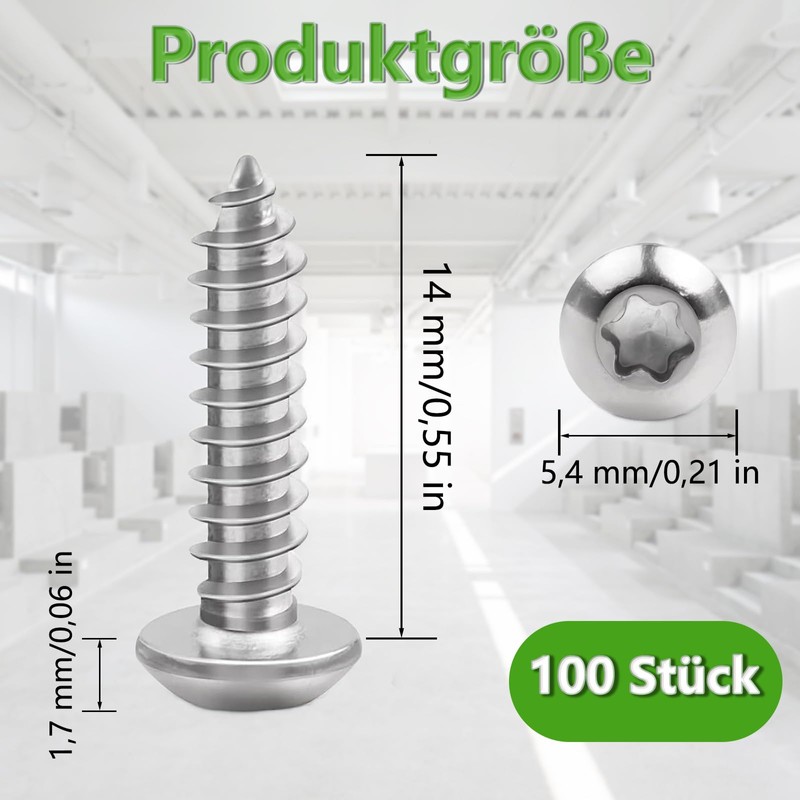 Pack of 100 Self Tapping Screws M3 x 14 mm