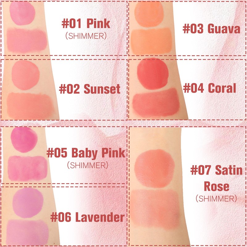 Matte Liquid Blush for Cheeks, High Pigment Buildable Cream Blush,