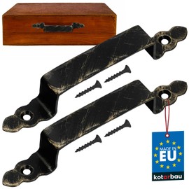 KOTARBAU® Set of 2 Forged Door Handles Black + Antique Gold Antique Steel Door Handle for Doors Gates 200 mm