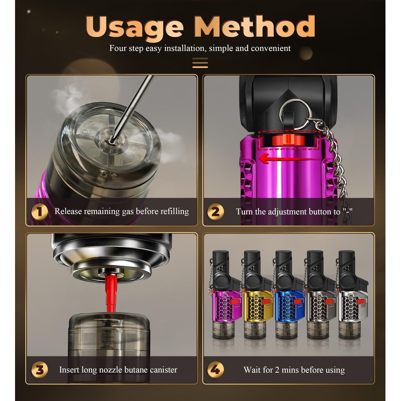SAMNIU 5 Pack of Torch Lighter, 30° & 45° Rotatable