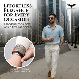 RogueRaven Brown Leather Bracelet For Men [Size Adjustable] Premium Collection – Brown Black Gold Silver | Artisan Bracelet With Stainless Steel Seamlessly Fitting Clasp | In Exclusive Men’s Jewelry Gift Box