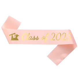 Tbay 2025 Rose Gold Graduation Sash Gold Glitter Letter “Class of 2025” Sstin Sash for 2025 Graduation Party Supplies