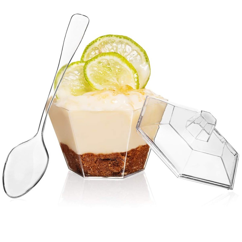 Oasis Creations Hexagonal Mini Bowl-Lids & Spoons Included- 3.3 ounce