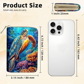 VACGBJPG Rfid Blocking Wallet for Women & Men - 20 Card Slots Secure ID Holder with Anti-Theft Zipper, Slim Portable Credit Card Organizer Travel & Daily Usesea turtle