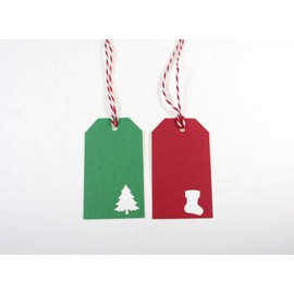10 Christmas Gift Tags, Red and Green Holiday Favor Tags