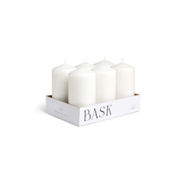 Cone Top Pillar Candles - Set of 6 - 3" x 6" Dripless Unscented Candles in White for Home Decor, Relaxation & All Occasions