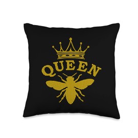 Queen Bees Crown Bumblebee Honeybee Bee Keeping Bee Keepers Throw Pillow
