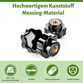 ElevaPulse Pack of 20 Star Grip Nuts M8, Female Thread Clamping Knob, Knurled Nut, M8 Wing Nut, Star Grip Screw M8, Knurled Grip Nuts for Mechanical, Industrial, Furniture, Electronic Equipment