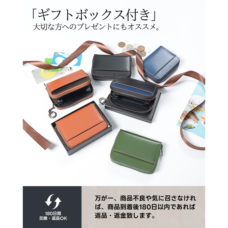 LUOLUO Coin Purse, Men's, Genuine Leather, Coin Case, Italian Leather,