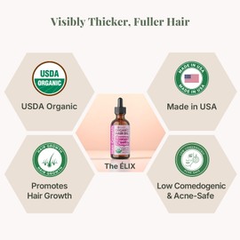 The ÉLIX USDA Organic Rosemary Oil for Hair Growth | Thickening Formula with Castor & Pumpkin Seed | for Hair Loss & Thinning | Made in USA | 4oz