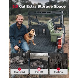 KEMIMOTO UTV Bed Storage Box 5.5GAL Compatible with Polaris Ranger 1000 XP 900 800 700 570 500, Polaris General 1000 Cargo Box Hard 21L Bed Toolbox, Green