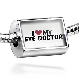 NEONBLOND Sterling Silver Bead I Heart Love My Eye Doctor Charm Fits All European Bracelets
