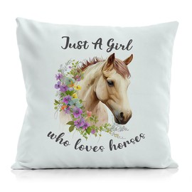 Qvapt Horse for Girls,Horses Pillow Covers 18x18,Just a Girl Who Loves Horses Throw Pillow Covers,Teenage Girls Home Bedroom Office Decor Pillowcase,Gifts for Horse Lover