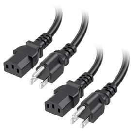 Cable Matters Paquete de 2 Cables de alimentación de Monitor de computadora de 3 Clavijas de 16 AWG de Servicio Pesado en 15 pies (NEMA 5-15P a IEC C13)