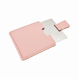 Ksvsonrvi Pocket Mirror Travel Mirror 2.36 Inches Mini Handheld Stainless Steel Unbreakable Mirrors with PU leather Case (Pink)