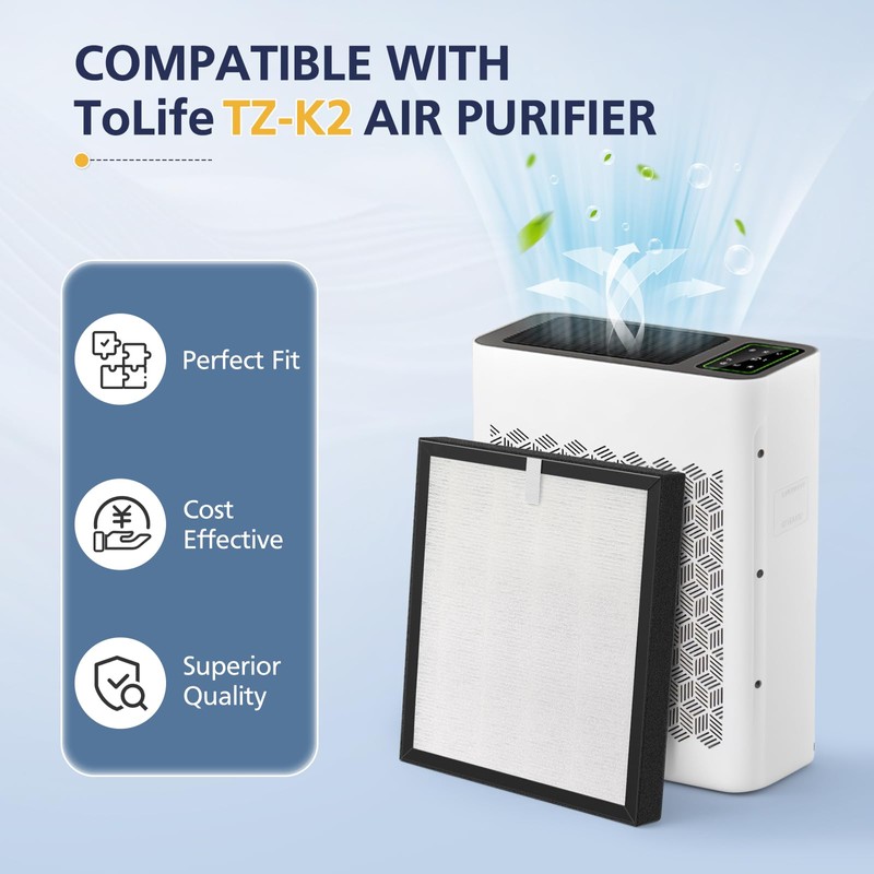 TZ-K2 Replacement Fil-ter Compatible with ToLife TZ-K2 Air Puri-fier for