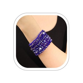 Asphinien Vintage Stackable Beaded Stretch Bracelet Set 7 Pieces Bohemian Sparkly Elastic Beaded Hand Chain Boho Multicolor Acrylic Faux Crystal Accessories (Royal blue)