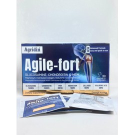 Agridin Agile Fort Joint Support Supplement – Glucosamine, Chondroitin, MSM, Type II Collagen & Magnesium – 30 Sachets for Joint & Cartilage Health for Women and Men