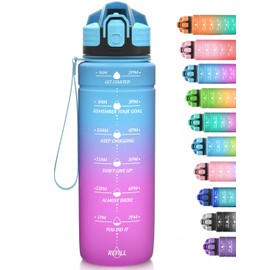 Niggeey Sports Water Bottle 500 ml, 700 ml, 1 L, 1.5 L Water Bottle Children Leak-Proof, BPA-Free Tritan Motivational Water Bottle with Time Marking, Sports Bottle for Children, School, Fitness, Gym