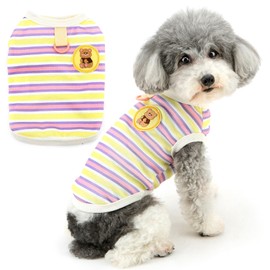 Zunea Dog Shirts for Small Dogs Girl Boy Fashion Striped Summer T-Shirt with Leash Ring Soft Breathable Sleeveless Basic Tee Shirt Toy Poodle Puppy Clothes Vest Tank Top Pet Chihuahua Apparel Pink S
