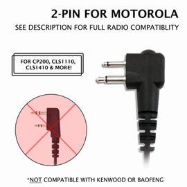 PROMAXPOWER 1.5-Wire Security & Surveillance Clear Acoustic Tube Earpiece Headset with PTT Button Mic for Motorola Radios CP110 CP200D CLS1110 CLS1410 EP450 GP308 RDM2070D