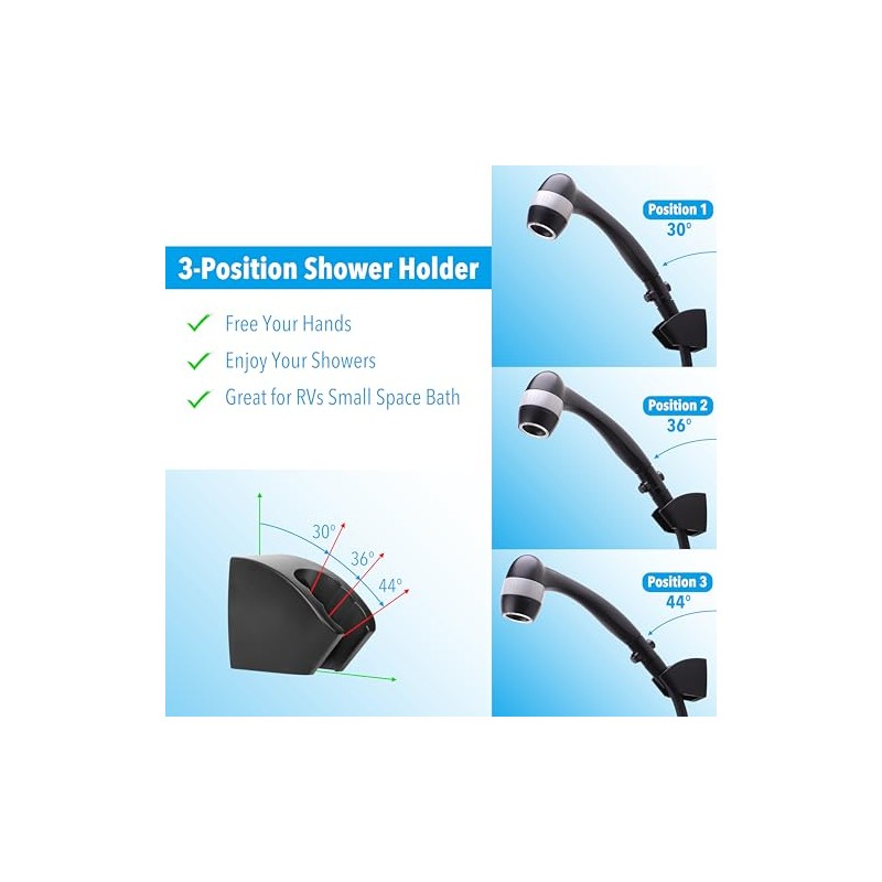 High Pressure RV Shower Head with Hose and On Off