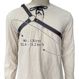 HiiFeuer Medieval Faux Leather Back Sword Frog, Vintage Adjustable Sword Holster, Middle Ages Back Sword Sheath Holster (Brown A)