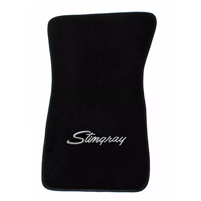 AFM NEW! Black Floor Mats 1968-1982 Chevy Corvette Embroidered Stingray