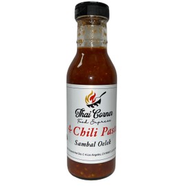 Generic Thai Corner Food Express 4 Chili Paste Sambal Oelek, 8 oz & 12 oz, Ring Neck Glass Bottle 100% vegan & gluten free, Spicy (8 OZ)