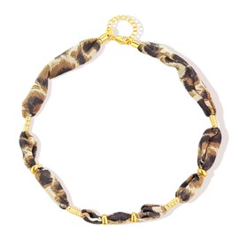 Dcfywl731 Scarf Necklace with Charm Bandana Necklace Colorful Silk Necklaces Women Jewelry Leopard Choker Necklaces Women Jewelry
