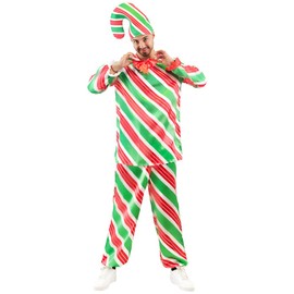 EraSpooky Christmas Candy Cane Costume Adult 3Pcs