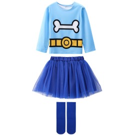 amxjxma Kids Book Day Costume Storybook Fancy Dress Girls Cosplay Outfit Animal Dog Cat Dress (Light Blue, 4-5T)