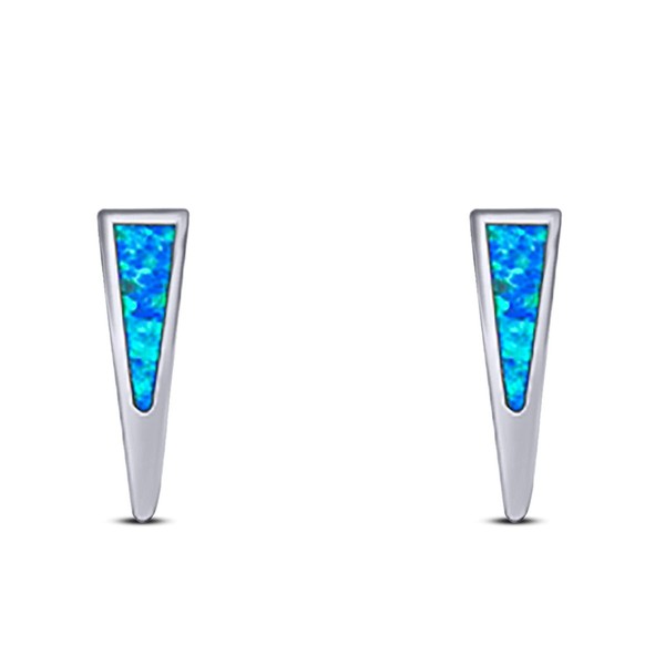 Lab Created Blue Opal New Stud Style Earring 925 Sterling