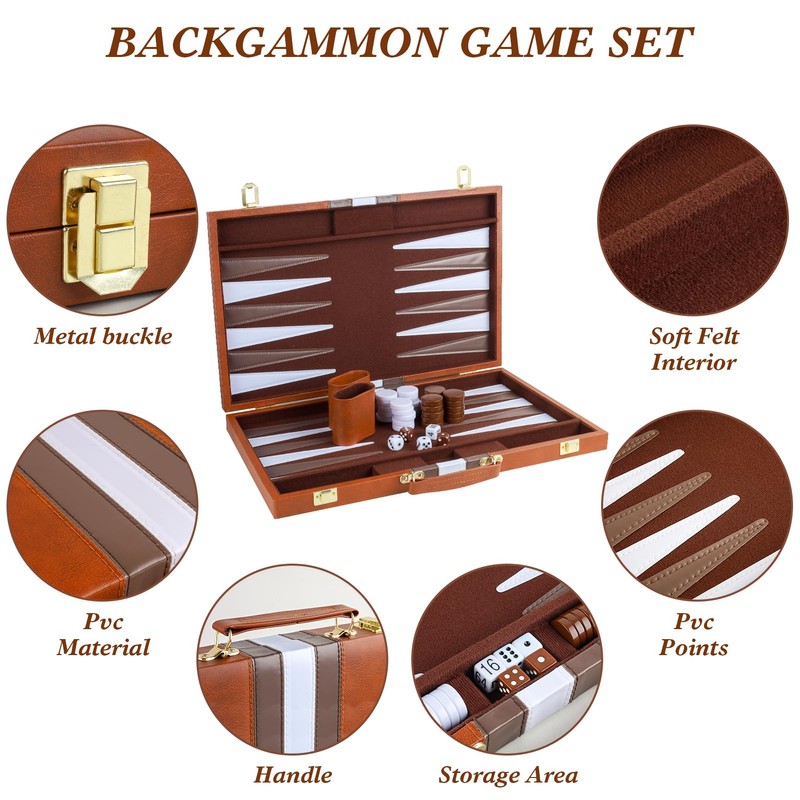 RERIVER Backgammon Set 2 Players Classic Backgammon Sets for Adults