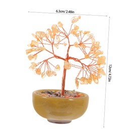 GRIRIW Chakra Crystal Tree Feng Shui Lucky Ornament Citrine Money Tree Desktop Decor for Home Office