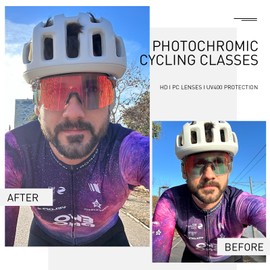 SCVCN Photochromic Cycling Glasses Frameless Sports sunglasses for Men Women - Ideal For Baseball, Bike, Golf, Running