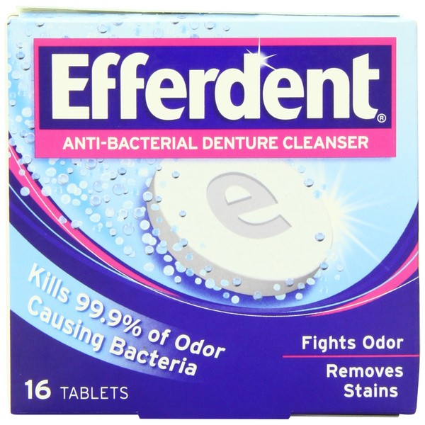 Efferdent Anti-Bacterial Denture Cleanser Tablets, 16 Count