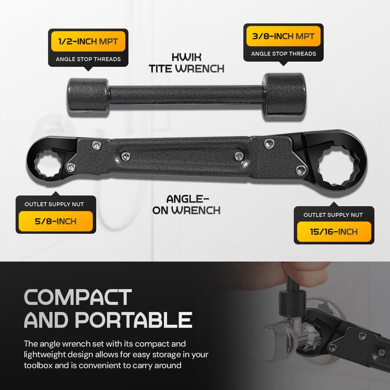 Sunluway Plumping Tools Angle Stop Wrench, Professional Plumbers Wrench Angle-On