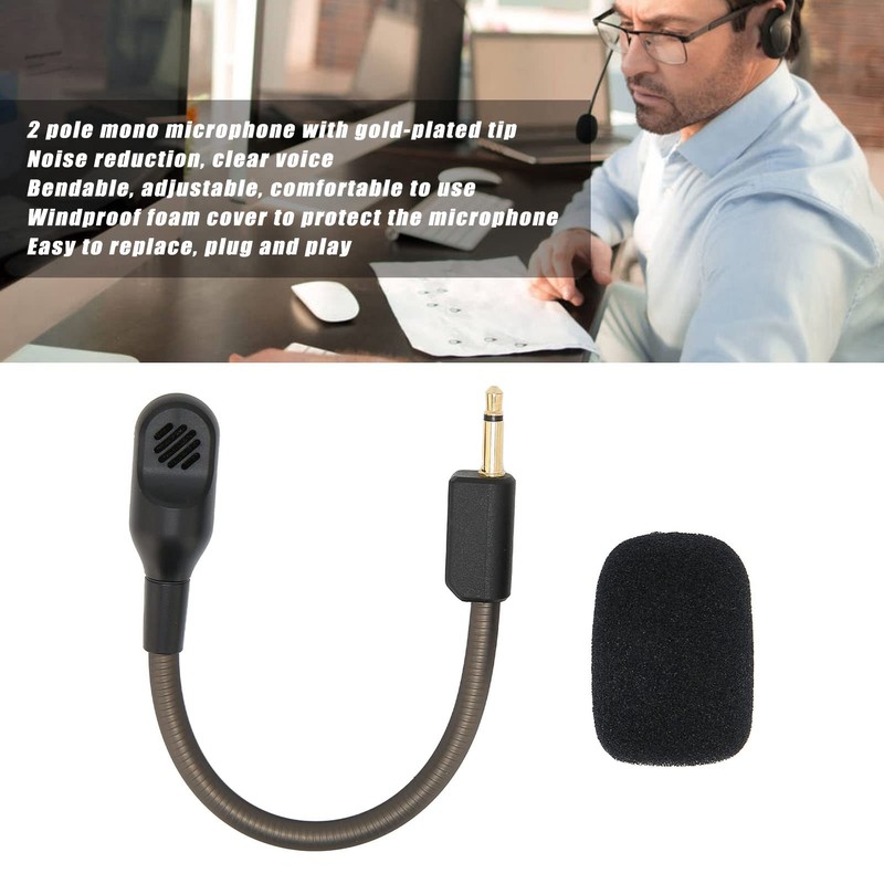 3.5mm Jack Replacement Microphone, Noise Cancelling Microphone Boom, Game Headset
