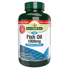 Natures Aid Fish Oil 1000mg | Omega 3 (180mg Epa & 120mg Dha) | Made In The UK, 120 Softgels for The Price of 90, 120 Capsules