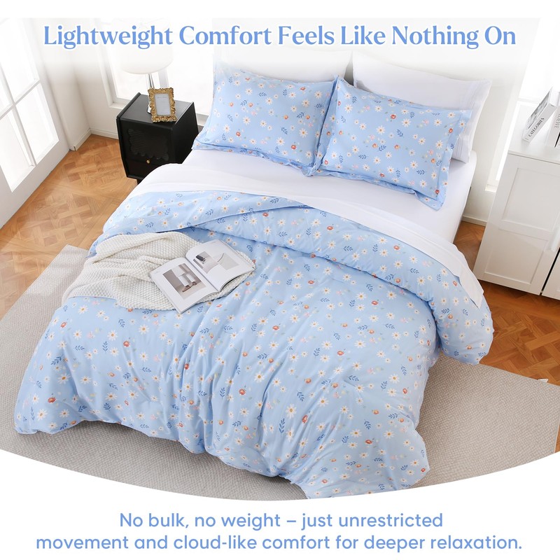 Yibeizi Queen Comforter Set, Cooling Lightweight Summer Bedding Comforter Sets,