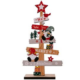 Christmas Tree Gnome Decorations for Home, Tabletop, Wooden Xmas Ornaments for Office Party Tiered Tray Desk Decor (We Wish You A Merry Christmas)