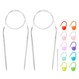 HARFINGTON 2pcs Knitting Needles Size US 6(4mm) Circular Needle 31 Inch(80cm) Round Metal Stainless Steel Needle with Marker for Handmade Projects DIY Knitting