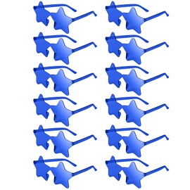 NACHLYNN Rimless Star Shaped Sunglasses Pentagram Glasses Transparent Sunglasses Valentine Day Party Favor (12, Dark Blue)